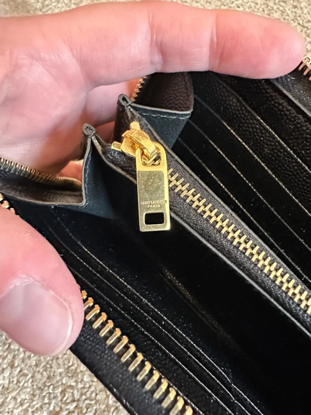 Saint Laurent Black Monogram Quilted Zip Wallet with Gold YSL - Picture 11 of 14